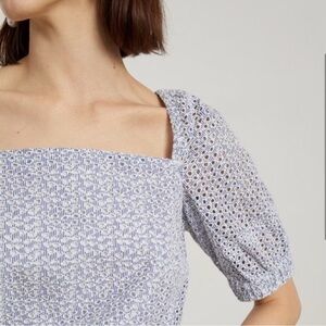 Everlane - Eyelet Puff Sleeve Square Neck Top